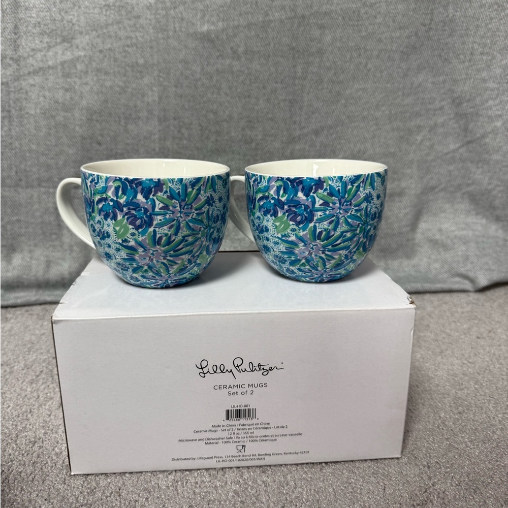 Lilly Pulitzer Vibrant Blue and Green Mugs Set